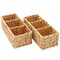 Casafield Set of 2 Water Hyacinth Divided Basket Organizers - Woven Bins for Bathroom, Bedroom, Laundry, Pantry, Shelves